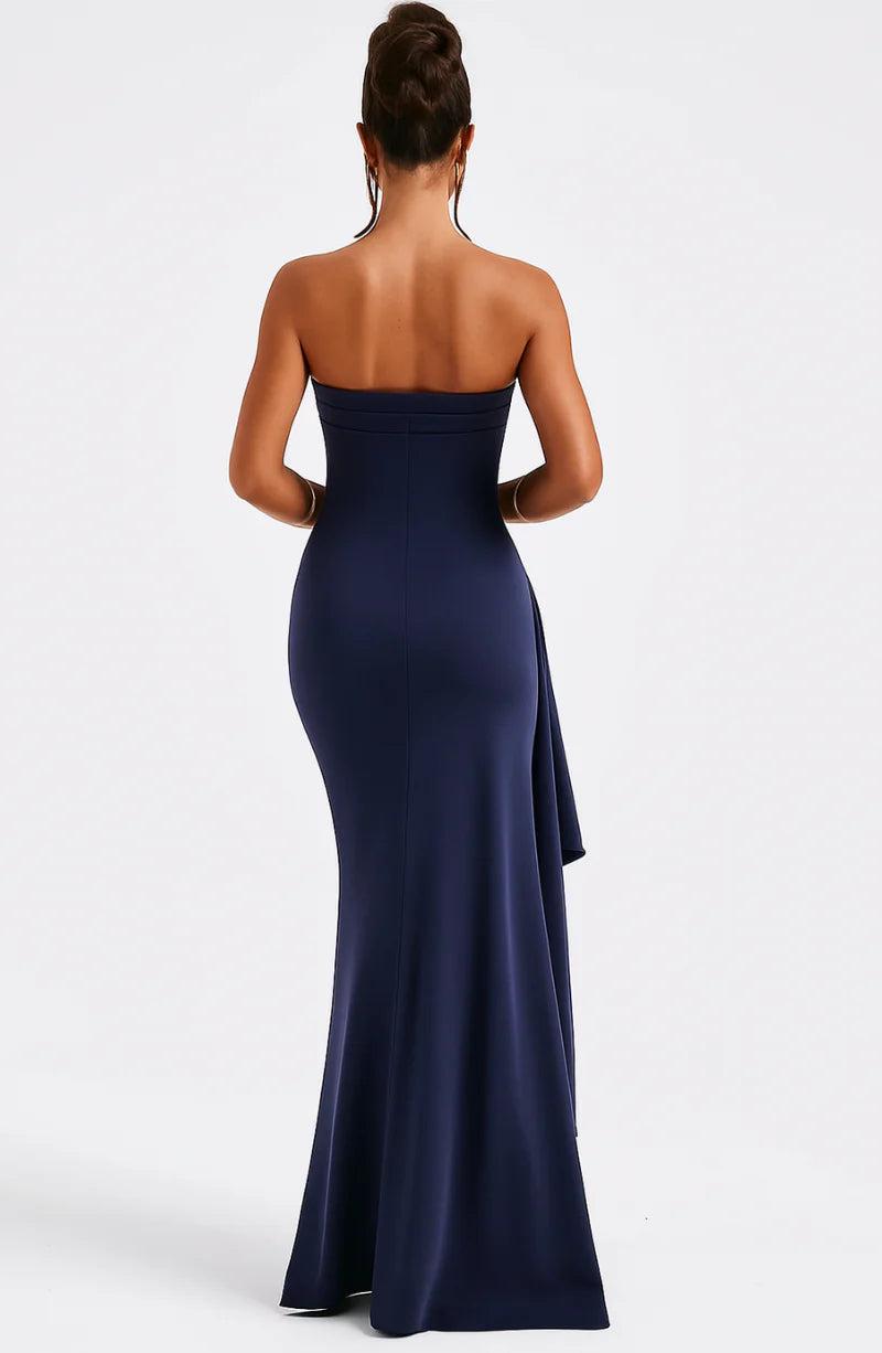 Damen Trägerloses Maxikleid mit asymmetrischem Saum und Seitenschlitz-Maxi Dress-Alpenkind