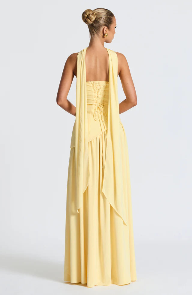 Damen trägerloses Maxikleid mit asymmetrischer Taille und Schlitz-Maxi Dress-Alpenkind