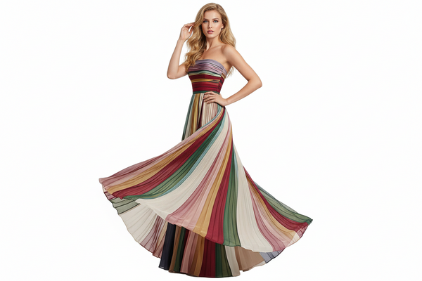 Damen Trägerloses Plissee-Maxikleid-Maxi Dress-Alpenkind