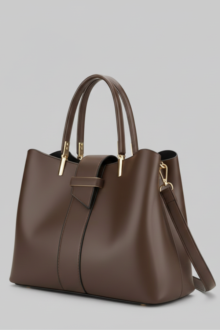 Damen Tragetasche mit strukturierter Form, Doppelgriffen, Mittelriemen und abnehmbarem Schulterriemen