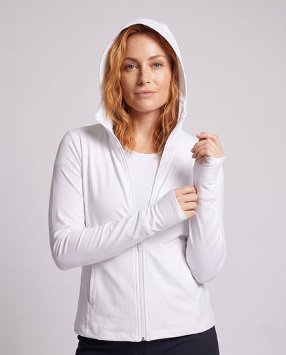 Damen-Trainingsjacke mit Kapuze und Reißverschluss-Jacket for women-Alpenkind