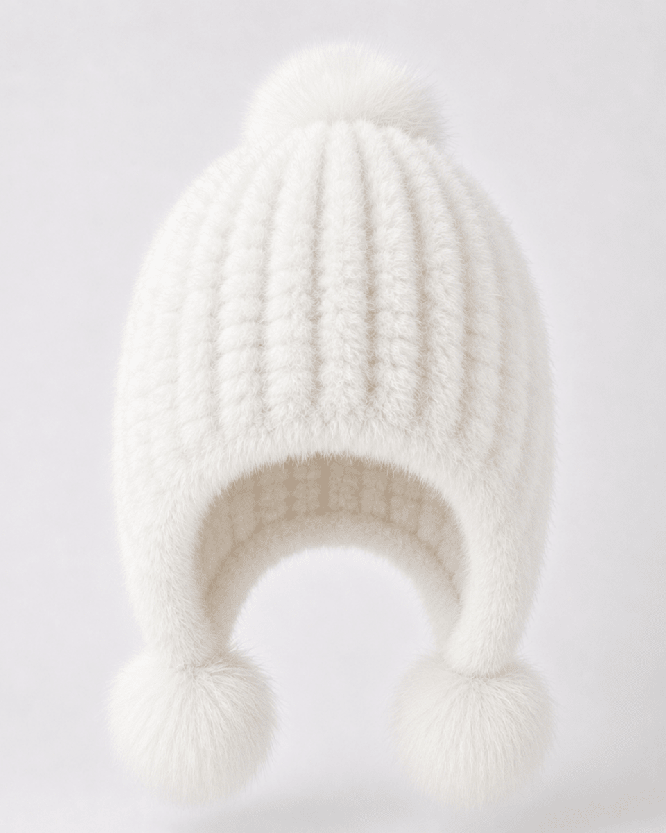 Damen-Trapper-Mütze aus Kunstfell mit Bommeln-Hat for women-Alpenkind