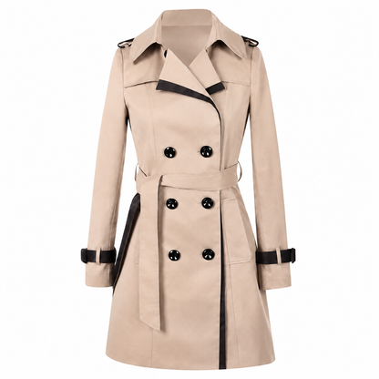 Damen Trenchcoat mit doppelter Knopfreihe und Gürtel-Women Coats-Alpenkind