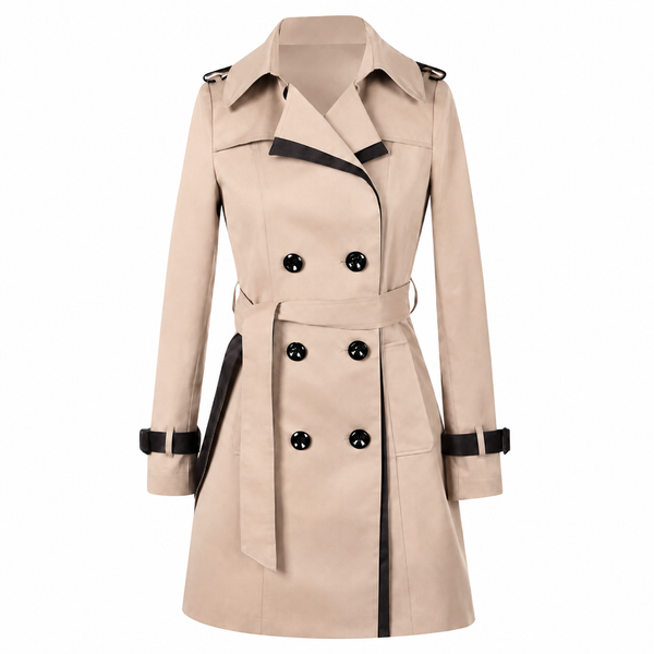 Damen Trenchcoat mit doppelter Knopfreihe und Gürtel-Women Coats-Alpenkind