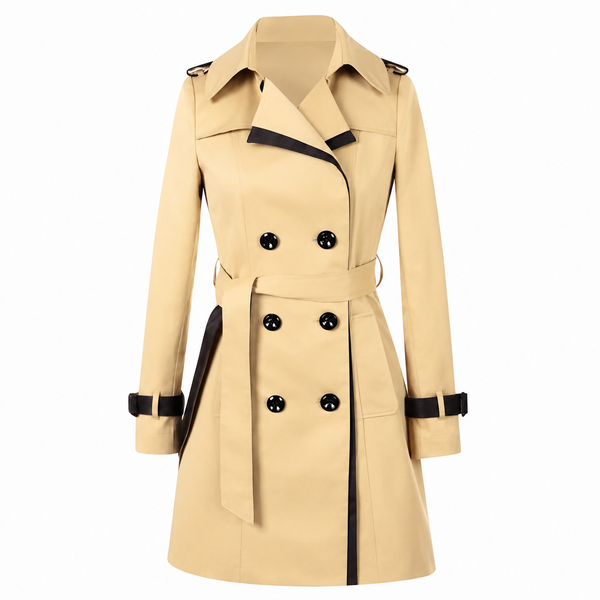 Damen Trenchcoat mit doppelter Knopfreihe und Gürtel-Women Coats-Alpenkind