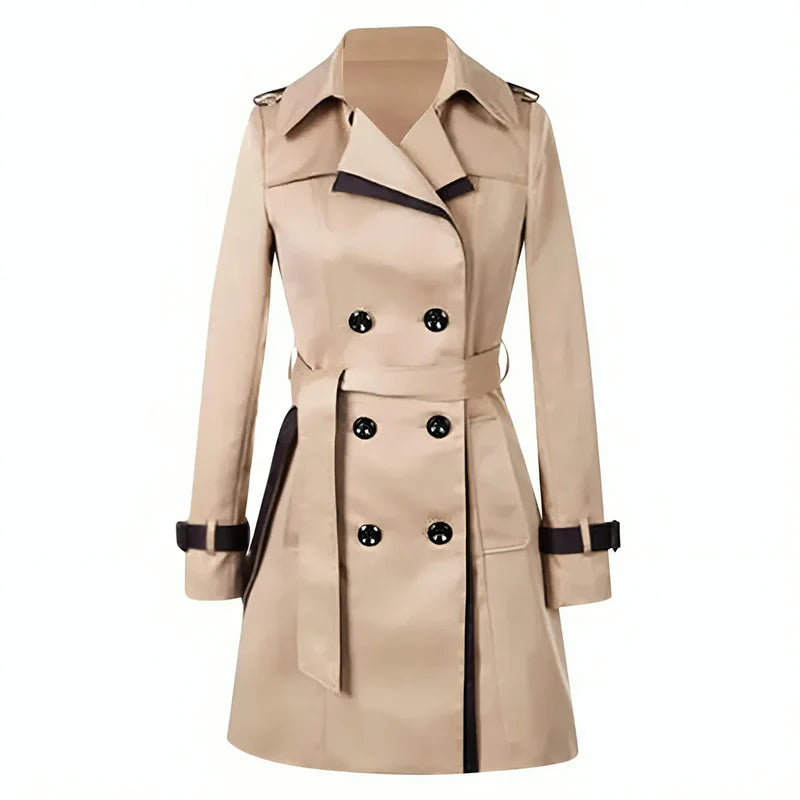 Damen Trenchcoat mit doppelter Knopfreihe und Gürtel-Women Coats-Alpenkind