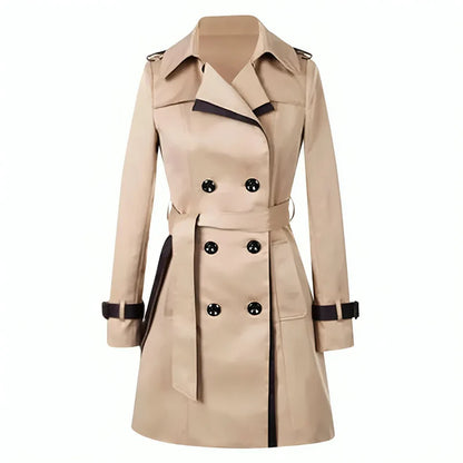 Damen Trenchcoat mit doppelter Knopfreihe und Gürtel-Women Coats-Alpenkind