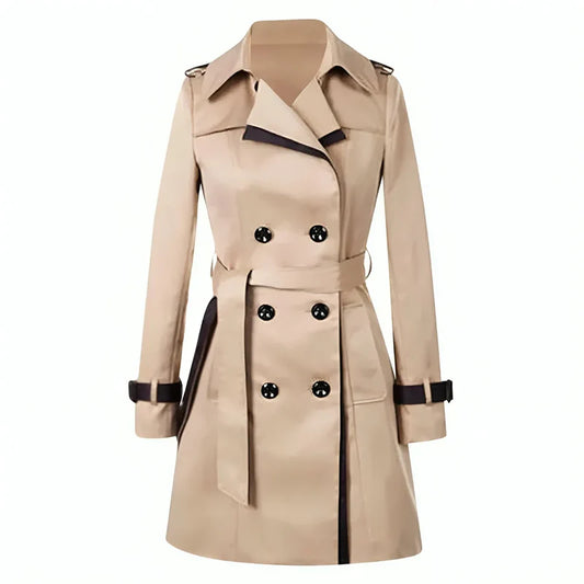 Damen Trenchcoat mit doppelter Knopfreihe und Gürtel-Women Coats-Alpenkind
