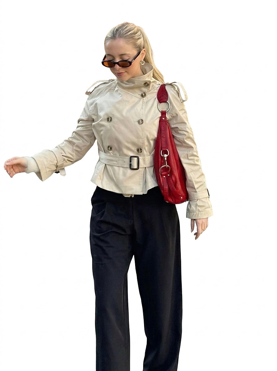 Damen Trenchcoat mit Gürtel und Knöpfen-Jacket for women-Alpenkind