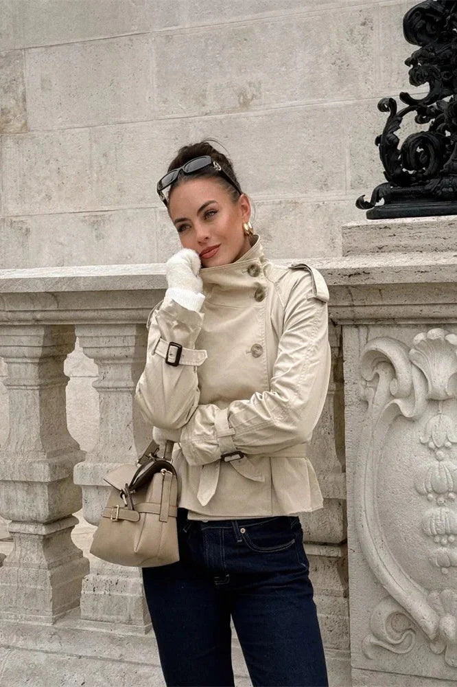 Damen Trenchcoat mit Gürtel und Knöpfen-Jacket for women-Alpenkind