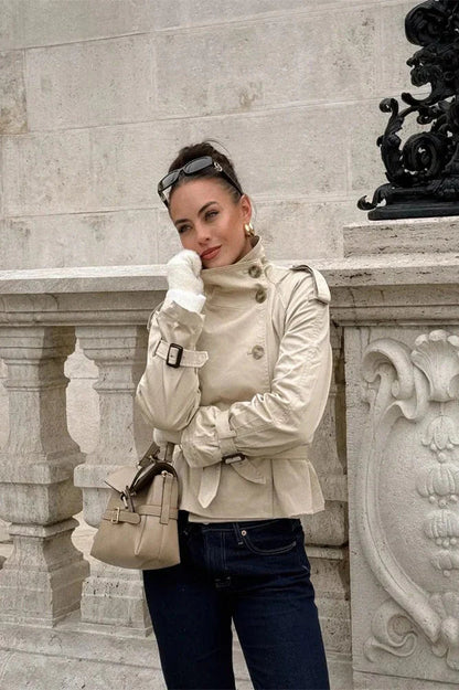 Damen Trenchcoat mit Gürtel und Knöpfen-Jacket for women-Alpenkind