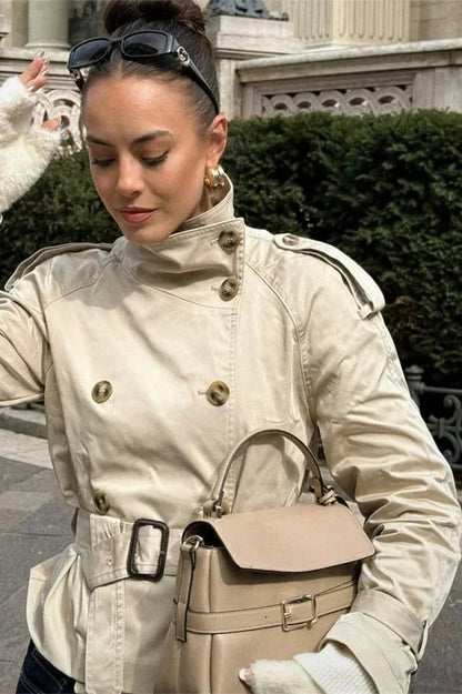 Damen Trenchcoat mit Gürtel und Knöpfen-Jacket for women-Alpenkind