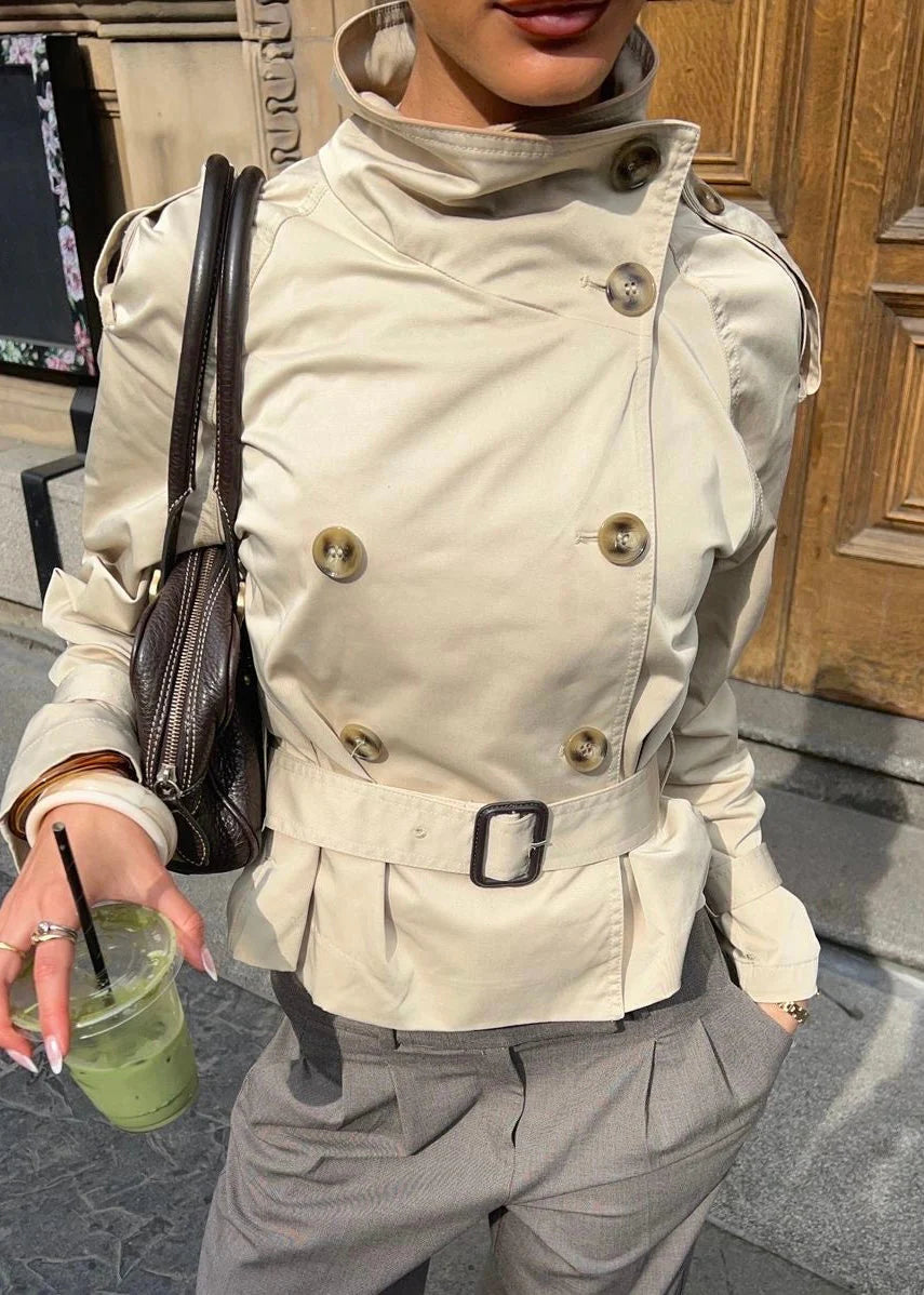 Damen Trenchcoat mit Gürtel und Knöpfen-Jacket for women-Alpenkind