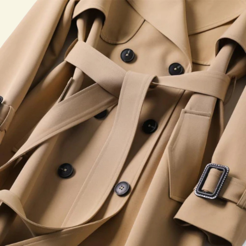 Damen Trenchcoat mit Gürtel und Schnallen-Coats for Women-Alpenkind