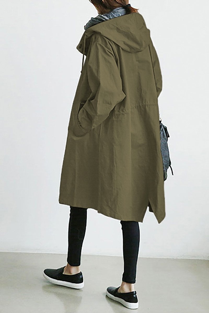 Damen-Trenchcoat mit Kapuze und Knopfleiste-Coats for women-Alpenkind