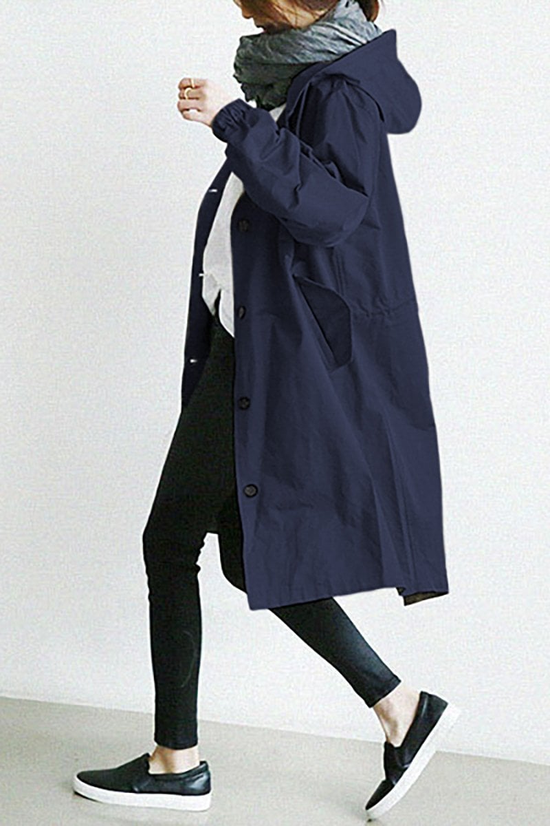 Damen-Trenchcoat mit Kapuze und Knopfleiste-Coats for women-Alpenkind