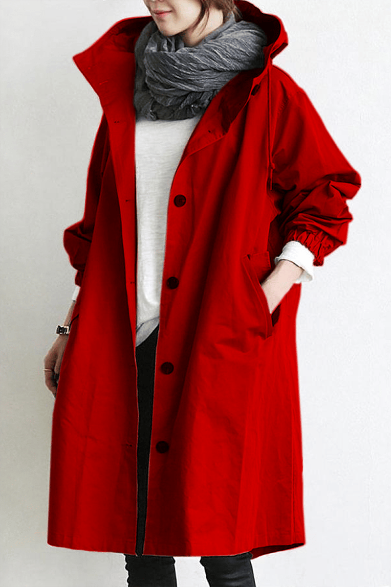 Damen-Trenchcoat mit Kapuze und Knopfleiste-Coats for women-Alpenkind