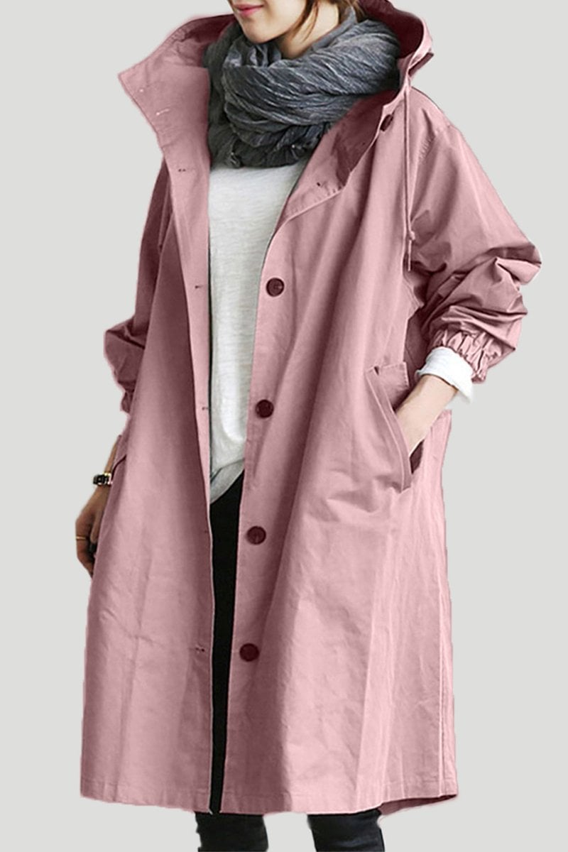 Damen-Trenchcoat mit Kapuze und Knopfleiste-Coats for women-Alpenkind