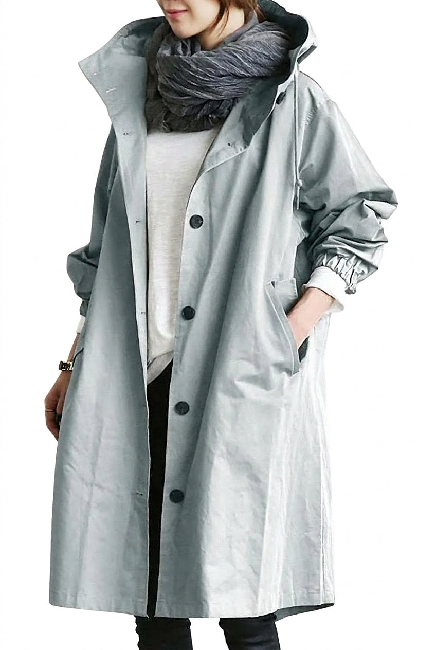 Damen-Trenchcoat mit Kapuze und Knopfleiste-Coats for women-Alpenkind