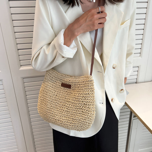 Damen Umhängetasche mit geflochtener Textur und Schulterriemen-Women Accessories-Alpenkind