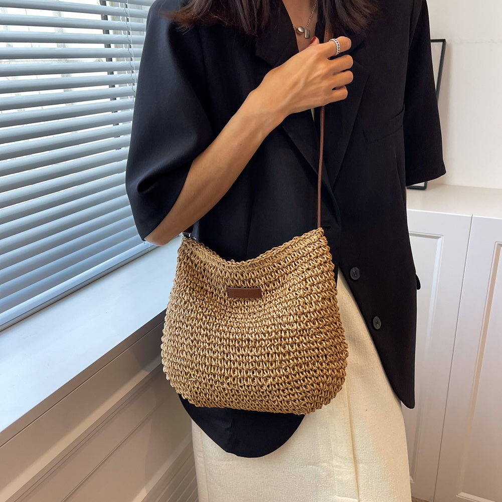 Damen Umhängetasche mit geflochtener Textur und Schulterriemen-Women Accessories-Alpenkind