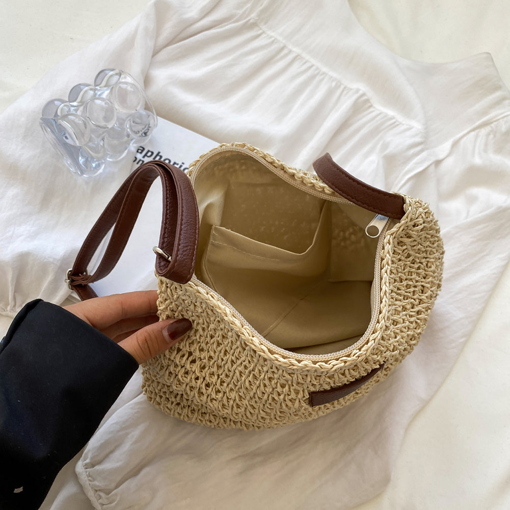Damen Umhängetasche mit geflochtener Textur und Schulterriemen-Women Accessories-Alpenkind