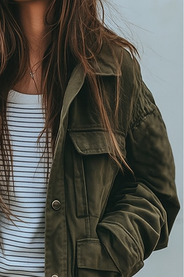 Damen-Utility-Jacke mit Pattentaschen und Knopfverschluss-Jacket for women-Alpenkind