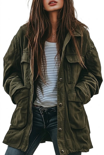 Damen-Utility-Jacke mit Pattentaschen und Knopfverschluss-Jacket for women-Alpenkind