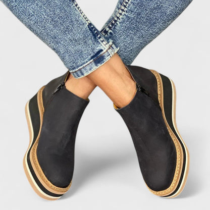 Damen-Wedges-Stiefeletten aus Wildlederimitat-Footwear for women-Alpenkind