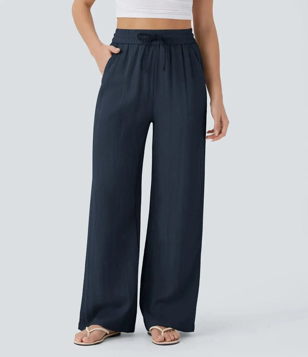 Damen Weite Hose mit Kordelzugbund-Pants for Women-Alpenkind