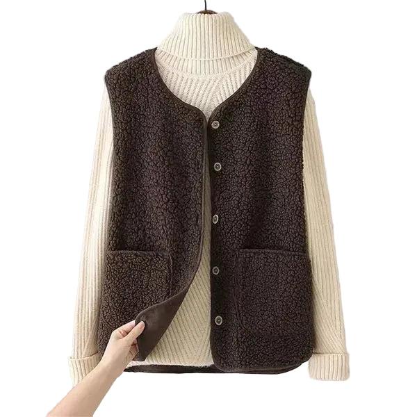 Damen Weste mit Knopfleiste und Aufgesetzten Taschen-Women Outerwear-Alpenkind