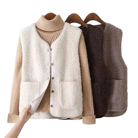 Damen Weste mit Knopfleiste und Aufgesetzten Taschen-Women Outerwear-Alpenkind