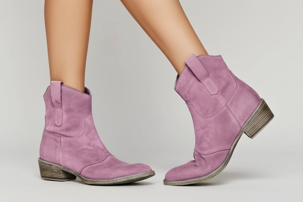 Damen Westernstiefel mit Knöchelhöhe, Zugschlaufen und Blockabsatz-Footwear for women-Alpenkind