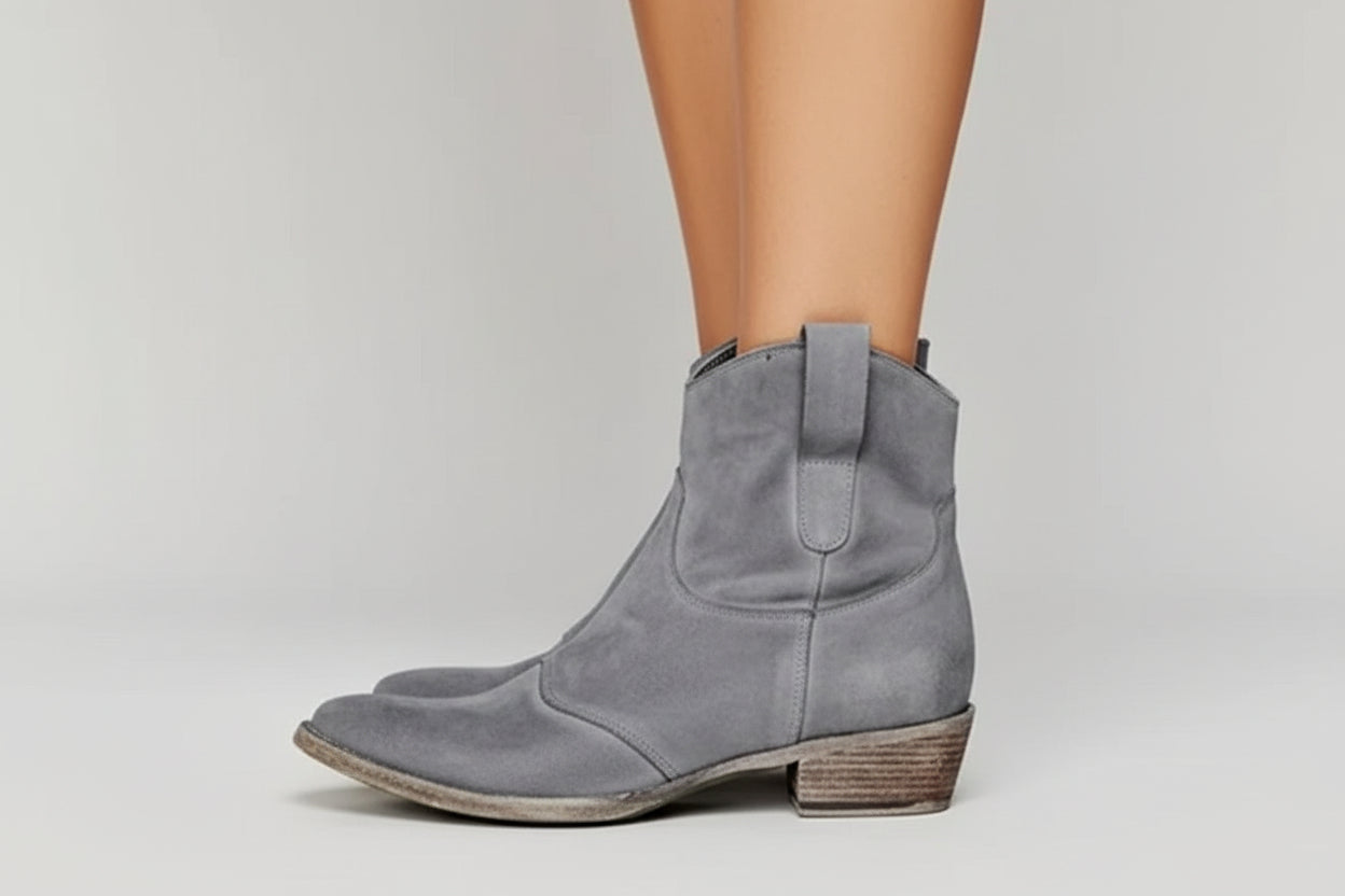 Damen Westernstiefel mit Knöchelhöhe, Zugschlaufen und Blockabsatz-Footwear for women-Alpenkind