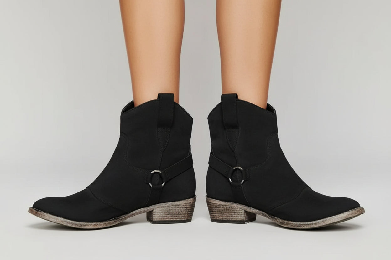Damen Westernstiefel mit Knöchelhöhe, Zugschlaufen und Blockabsatz-Footwear for women-Alpenkind