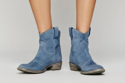 Damen Westernstiefel mit Knöchelhöhe, Zugschlaufen und Blockabsatz-Footwear for women-Alpenkind