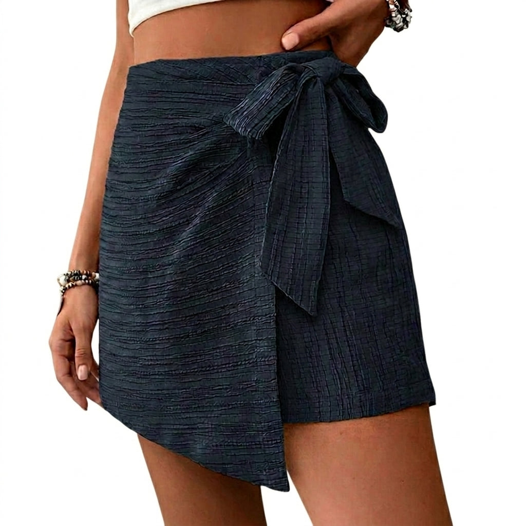 Damen-Wickel-Skort mit Strukturmuster und Bindedetail-Skirt for women-Alpenkind