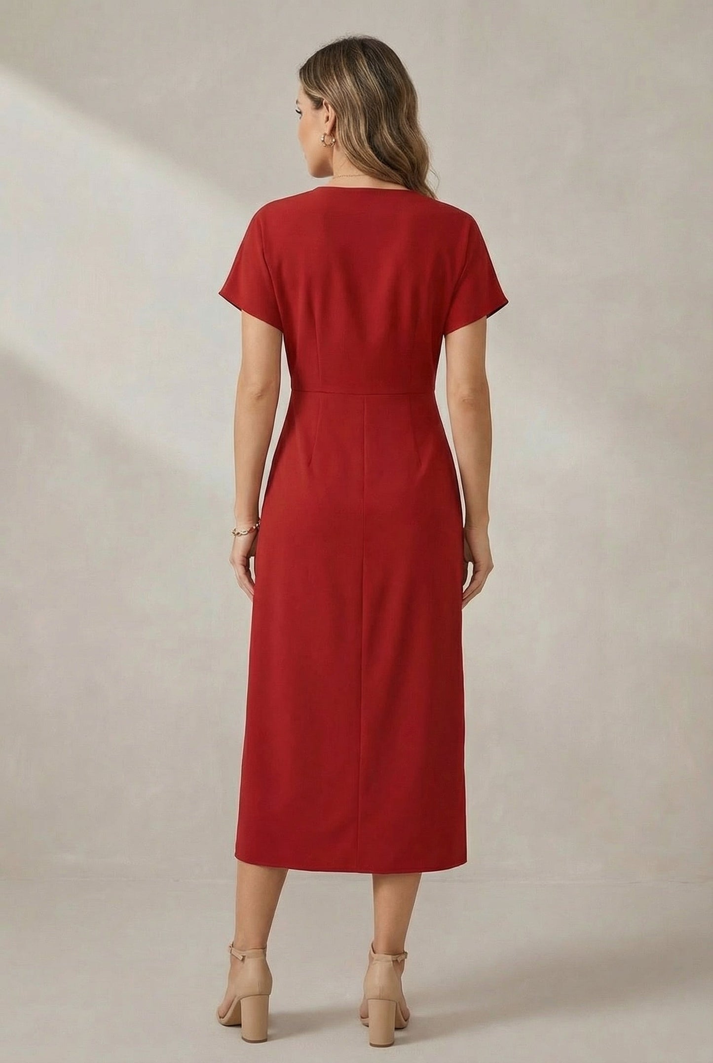 Damen-Wickelkleid in Midi-Länge mit V-Ausschnitt-Midi Dress-Alpenkind