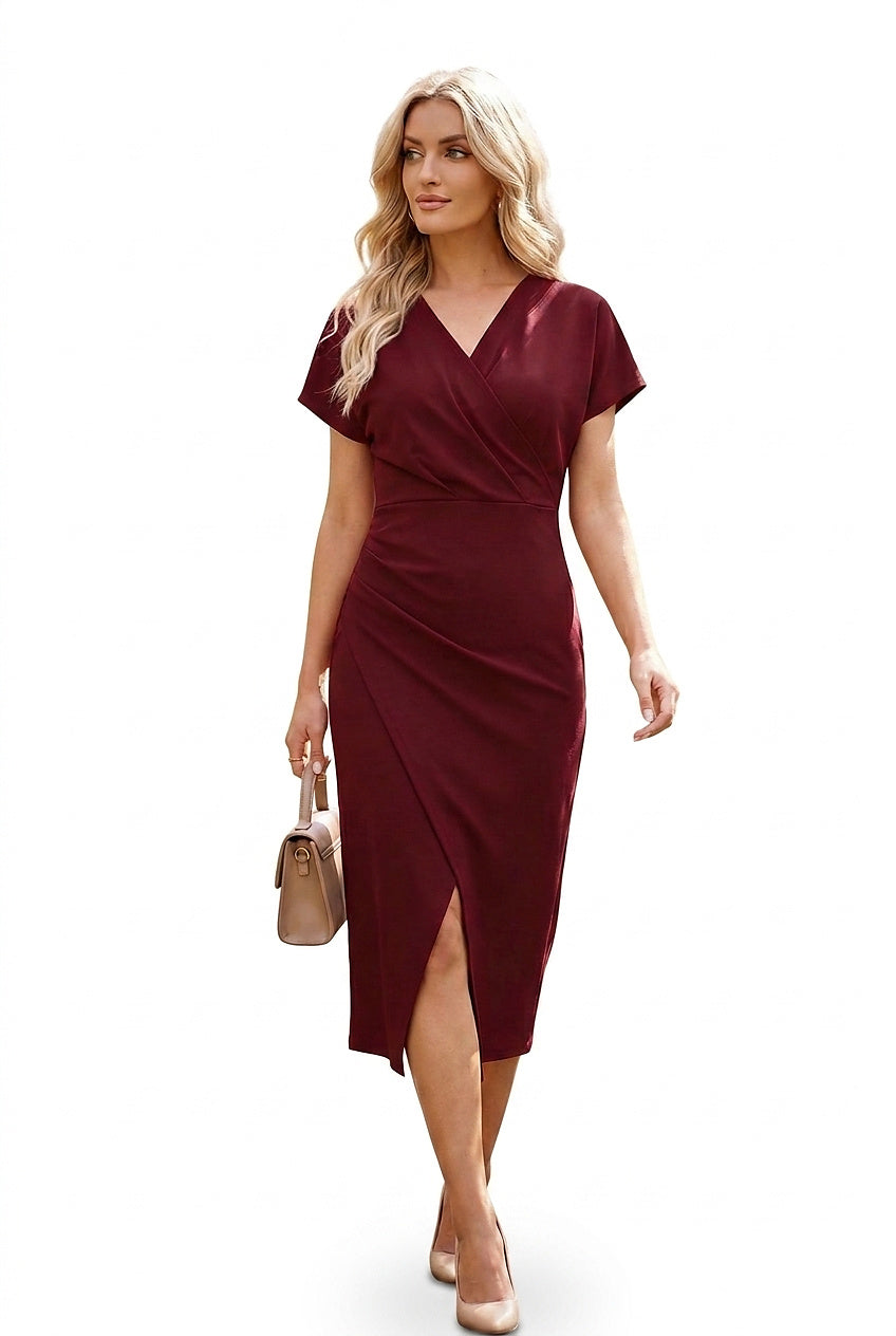 Damen-Wickelkleid in Midi-Länge mit V-Ausschnitt-Midi Dress-Alpenkind