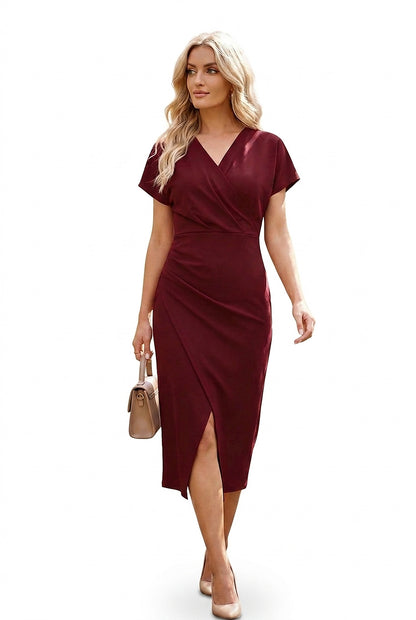 Damen-Wickelkleid in Midi-Länge mit V-Ausschnitt-Midi Dress-Alpenkind