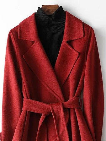 Damen-Wickelmantel mit Gürtel und fallendem Revers-Coats for Women-Alpenkind