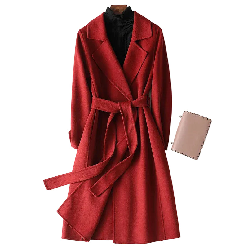 Damen-Wickelmantel mit Gürtel und fallendem Revers-Coats for Women-Alpenkind