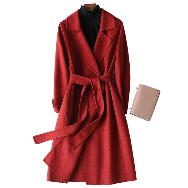Damen-Wickelmantel mit Gürtel und fallendem Revers-Coats for Women-Alpenkind