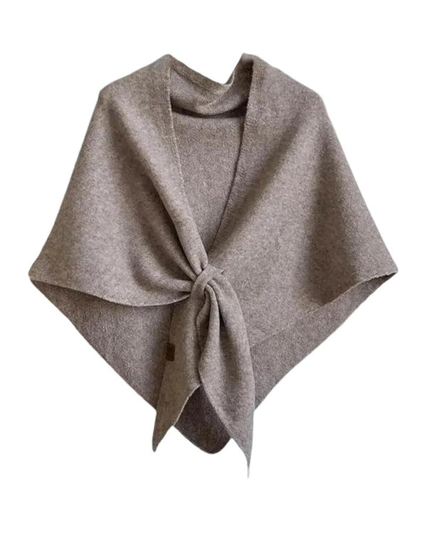 Damen Wickelponcho mit Knoten und V Ausschnitt-Women Accessories-Alpenkind