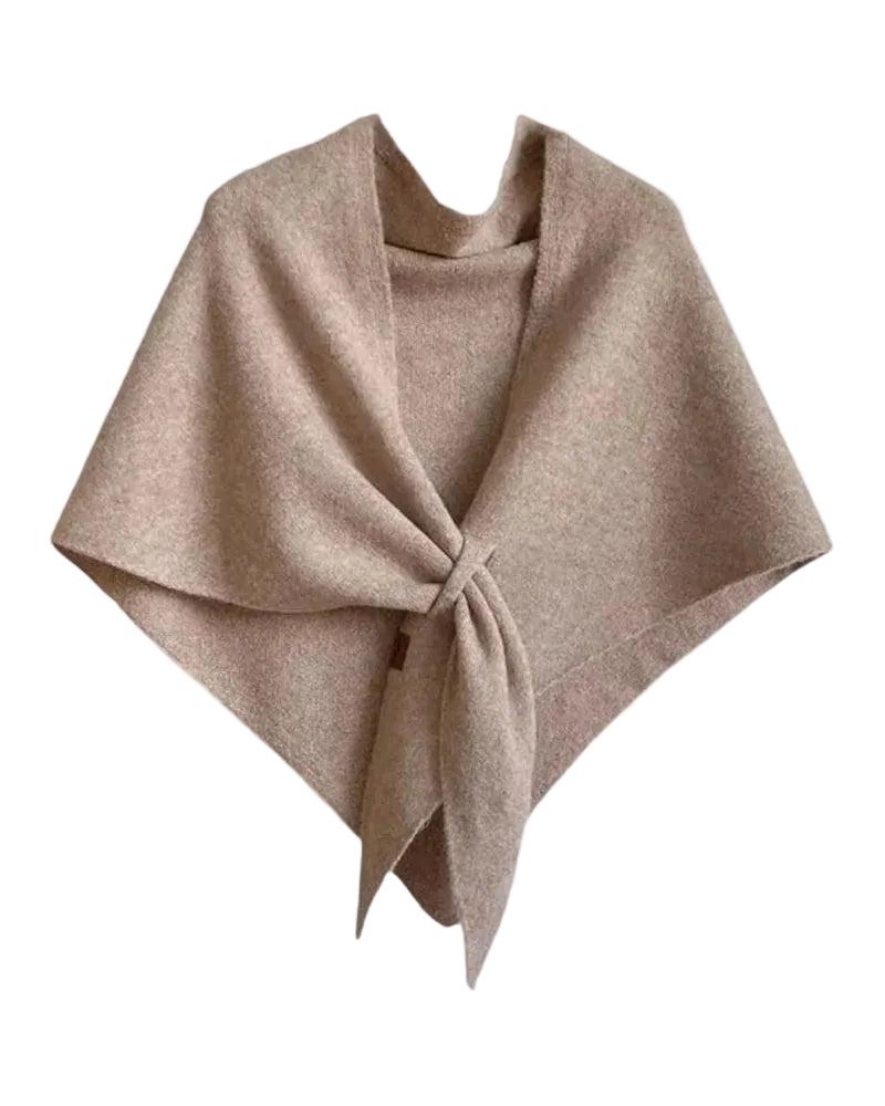 Damen Wickelponcho mit Knoten und V Ausschnitt-Women Accessories-Alpenkind