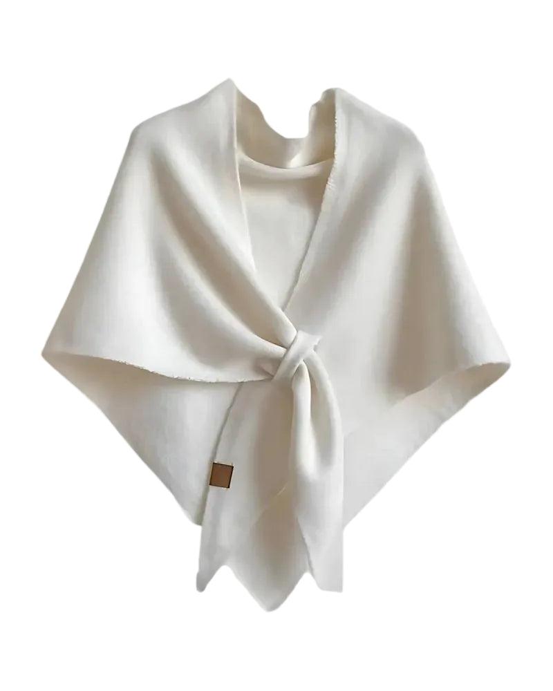Damen Wickelponcho mit Knoten und V Ausschnitt-Women Accessories-Alpenkind