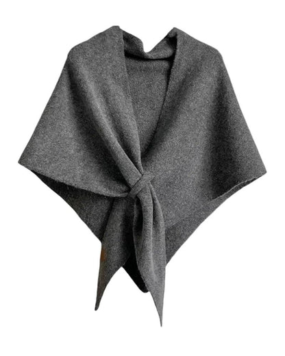 Damen Wickelponcho mit Knoten und V Ausschnitt-Women Accessories-Alpenkind