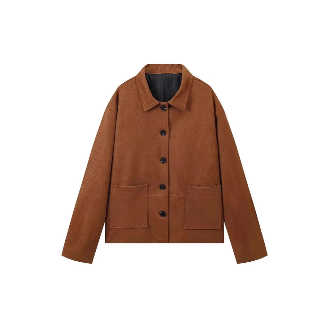 Damen-Wildlederjacke mit Knopfleiste-Jacket for women-Alpenkind