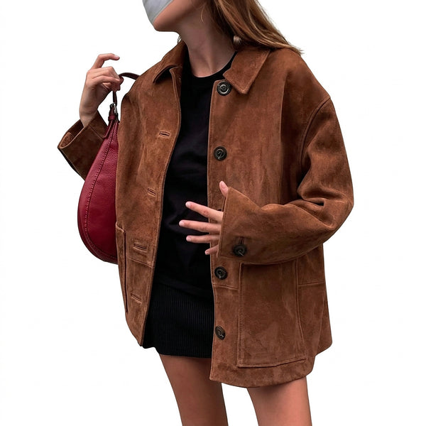 Damen-Wildlederjacke mit Knopfleiste-Jacket for women-Alpenkind