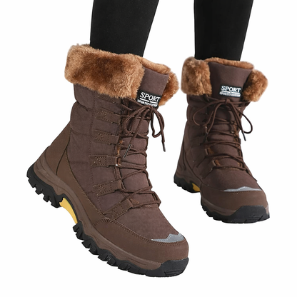 Damen Winterstiefel mit Schnürung und Kunstfellkragen-Women Footwear-Alpenkind